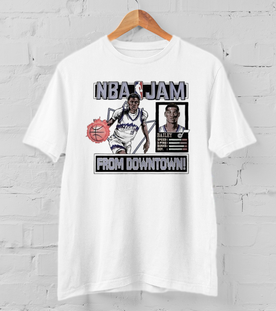 NBA JAM Ace Bailey Utah Jazz From Downtown Classic Video Game T-Shirt
