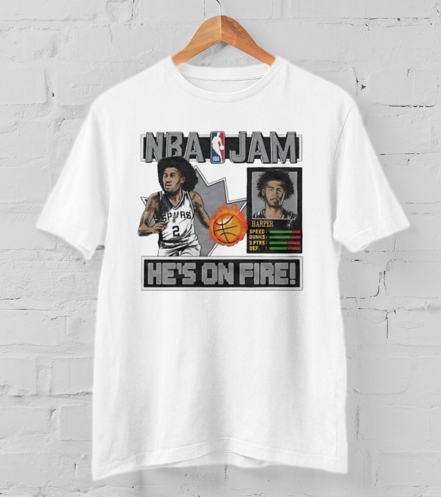 NBA Jam Harper San Antonio Spurs He's On Fire Basketball T-Shirt