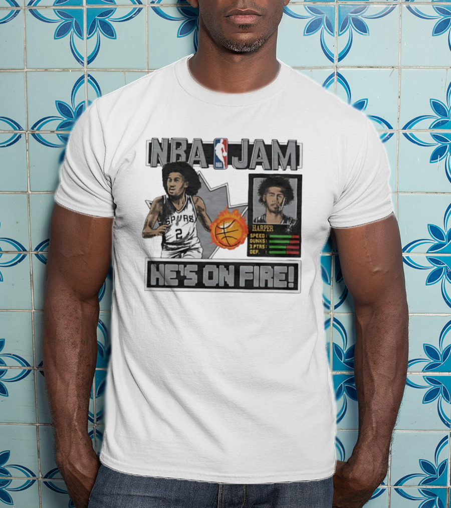 NBA Jam Harper San Antonio Spurs He's On Fire Basketball T-Shirt