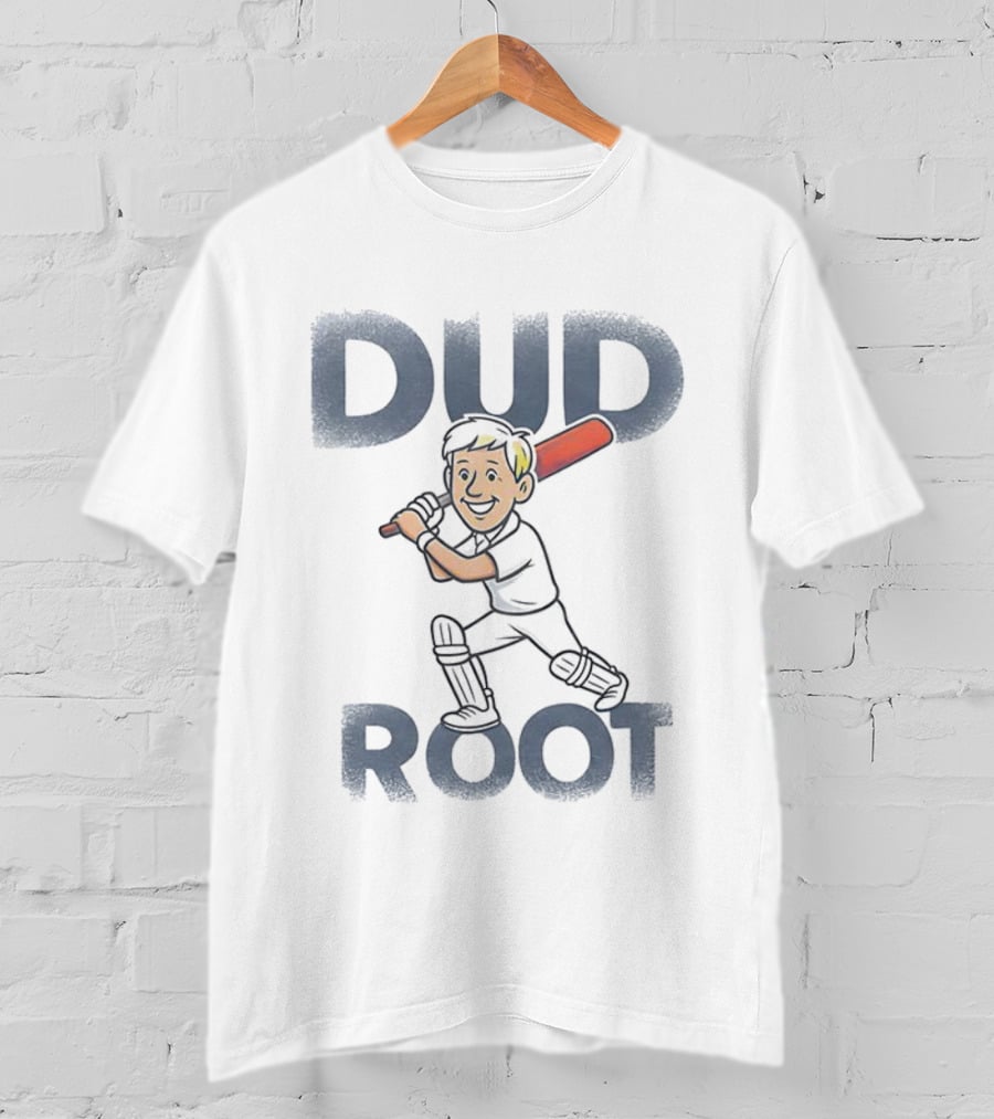 Dud Root Cricket Batting Cartoon Character T-Shirt