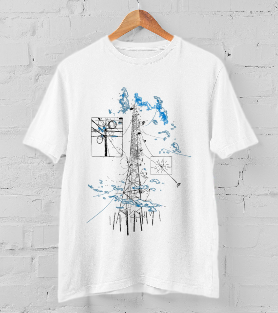 Free Finga Bokštas Visual Telecommunication Tower Elements Clouds T-Shirt