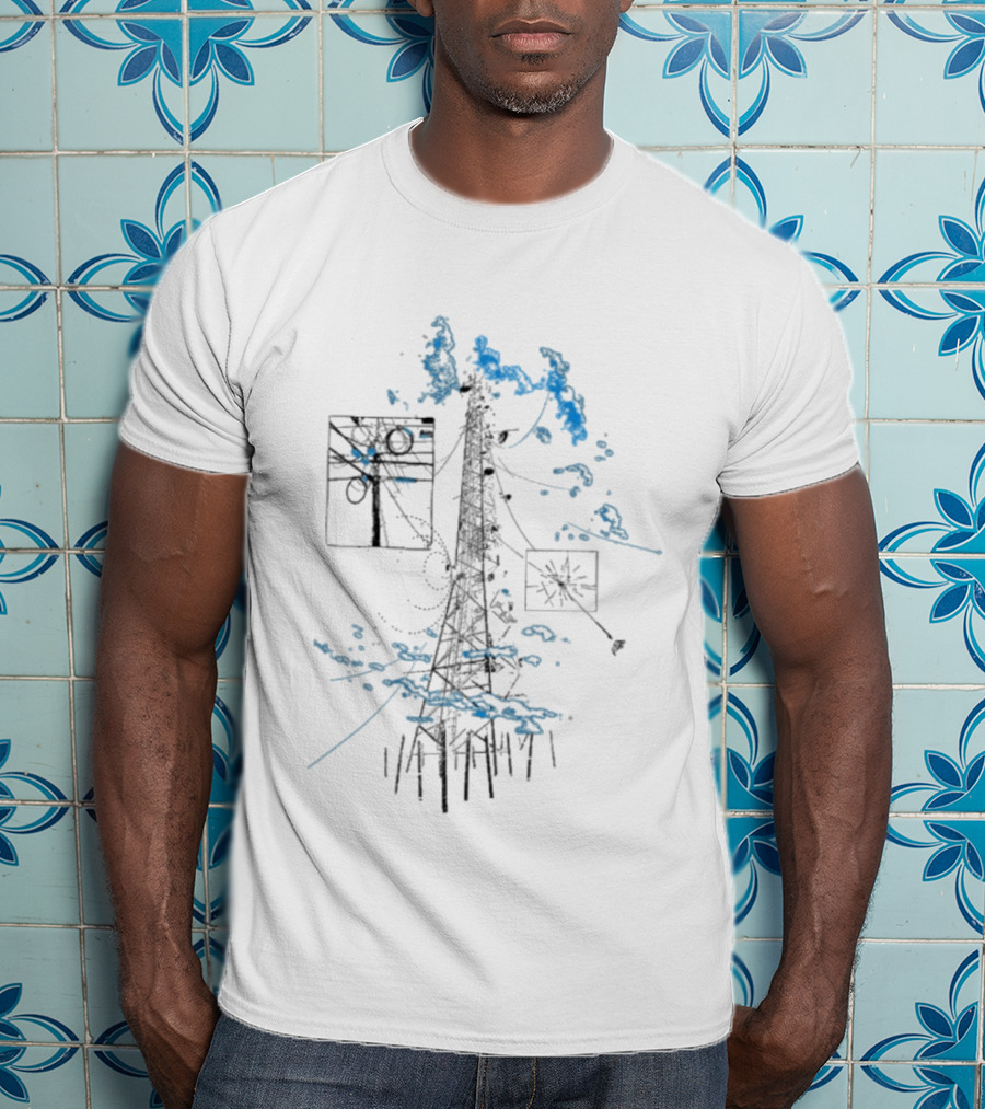 Free Finga Bokštas Visual Telecommunication Tower Elements Clouds T-Shirt