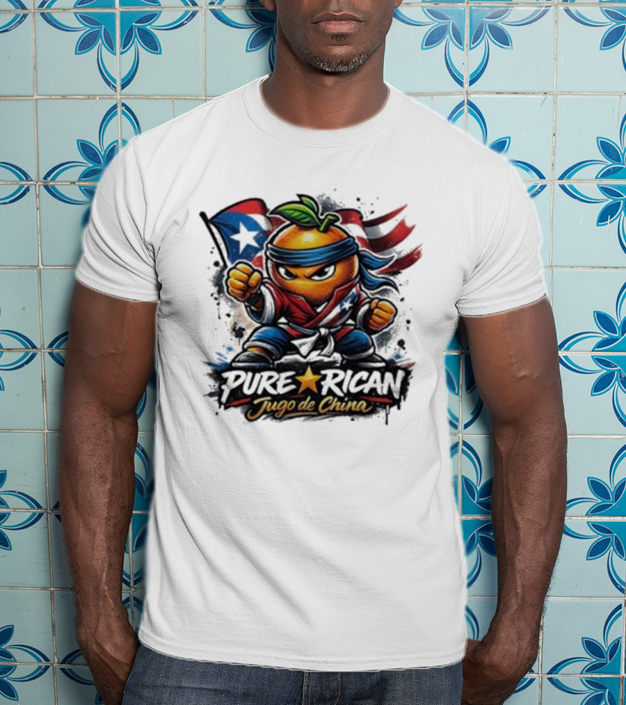 Pure Rican Jugo De China Orange Puerto Rico Flag Martial Arts Fighter T-Shirt
