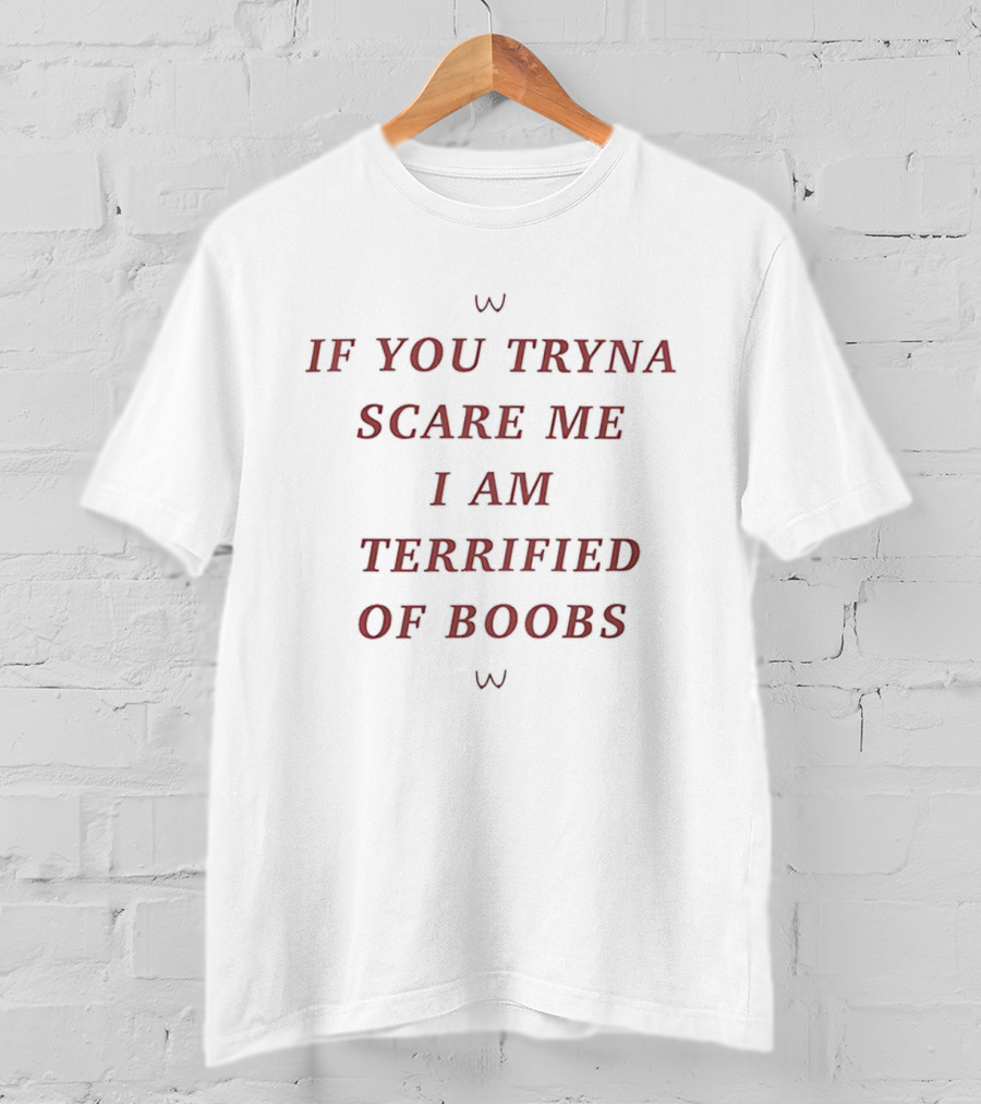 IF YOU TRYNA SCARE ME I AM TERRIFIED OF BOOBS MEME T-Shirt