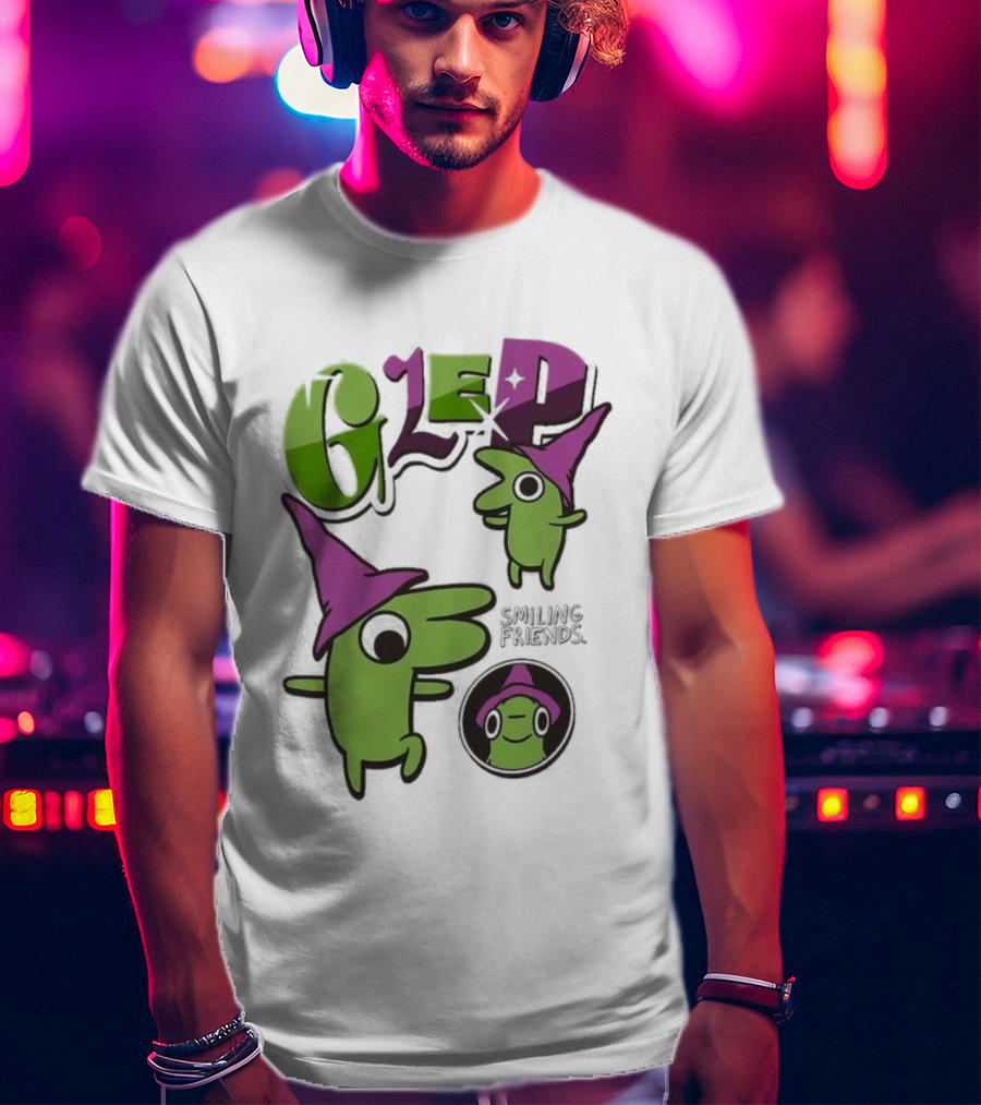 Smiling Friends Glep Green Character With Purple Hat T-Shirt