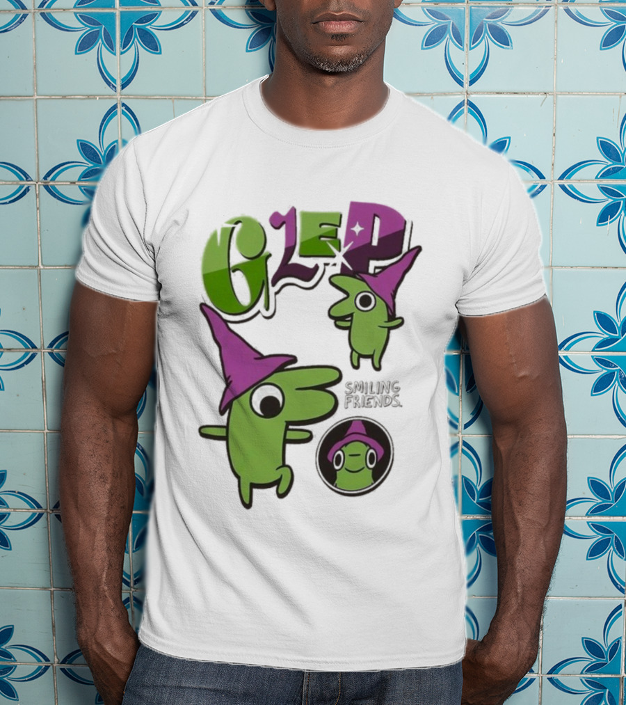 Smiling Friends Glep Green Character With Purple Hat T-Shirt