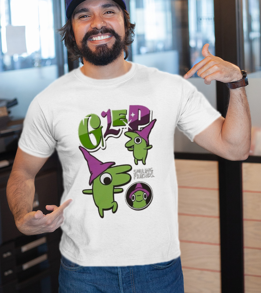 Smiling Friends Glep Green Character With Purple Hat T-Shirt