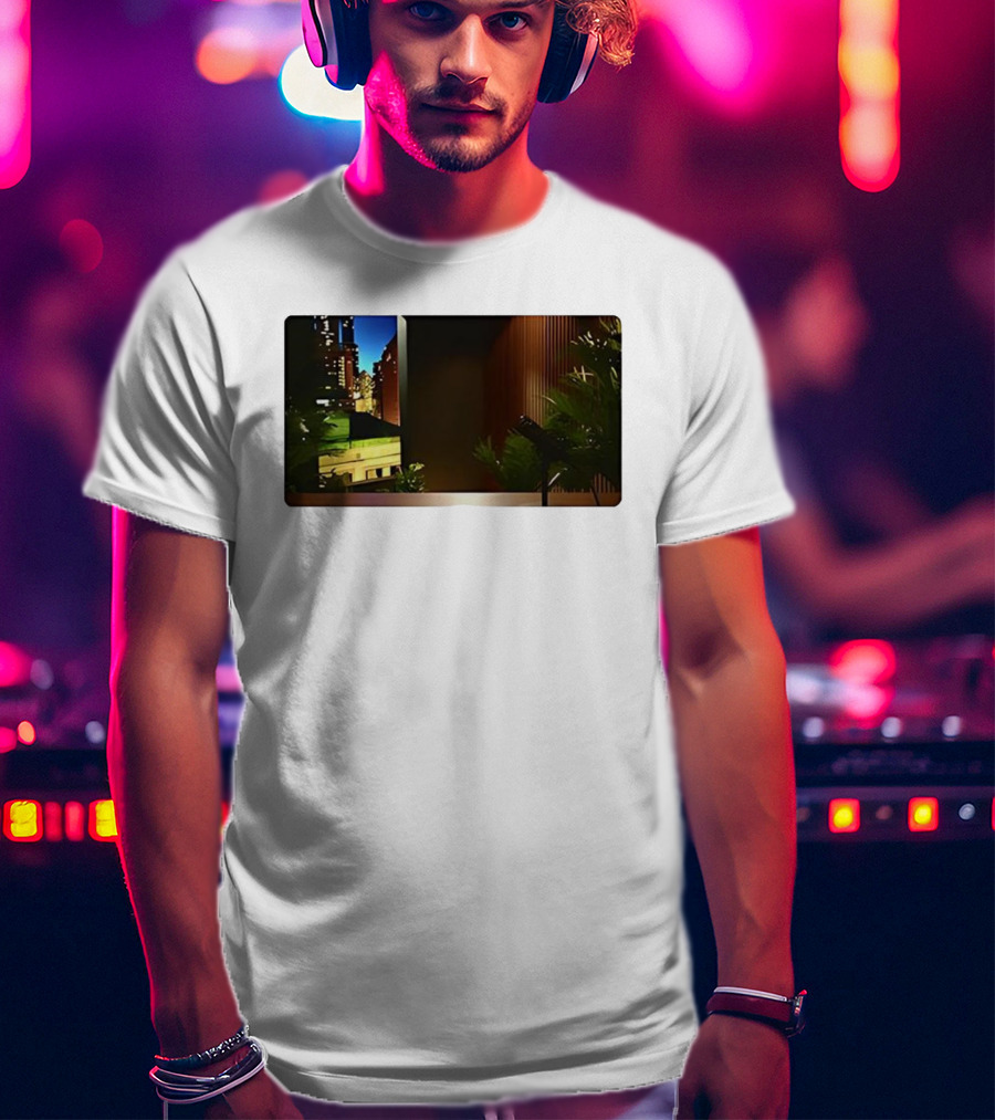 Nick Fuentes Empty Studio Microphone Cityscape Backdrop T-Shirt