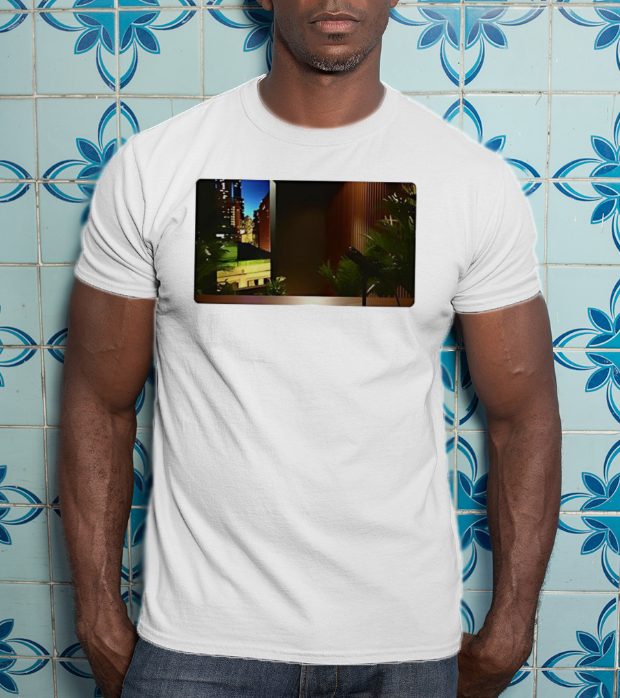 Nick Fuentes Empty Studio Microphone Cityscape Backdrop T-Shirt