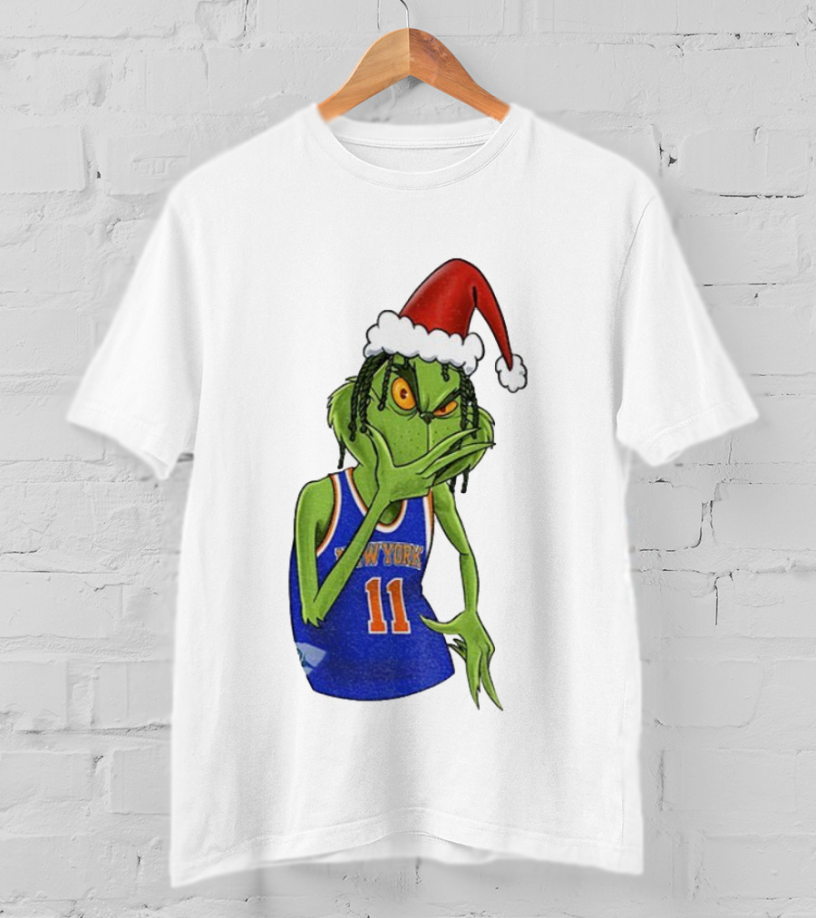 Grinch Santa Jalen Brunson New York Knicks NBA Basketball Christmas T-Shirt