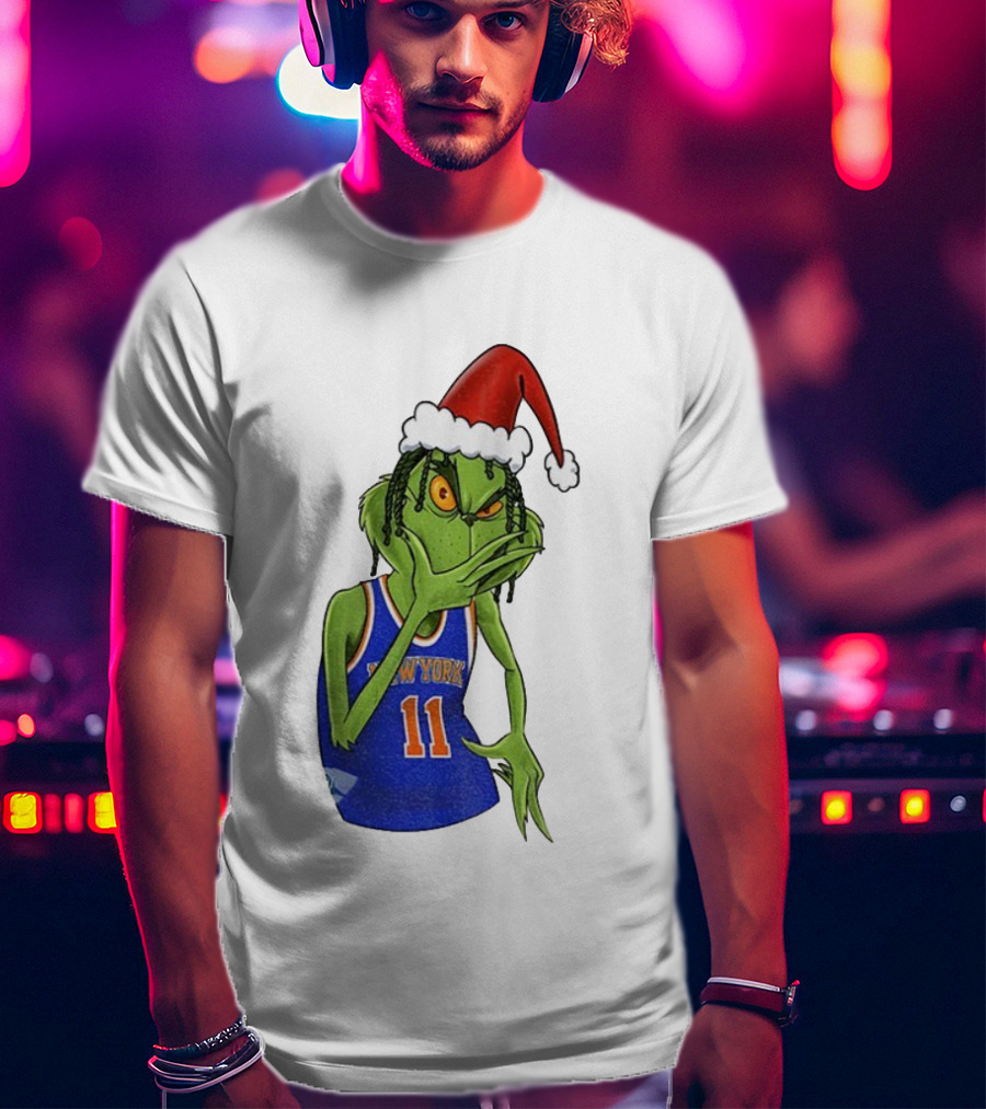 Grinch Santa Jalen Brunson New York Knicks NBA Basketball Christmas T-Shirt