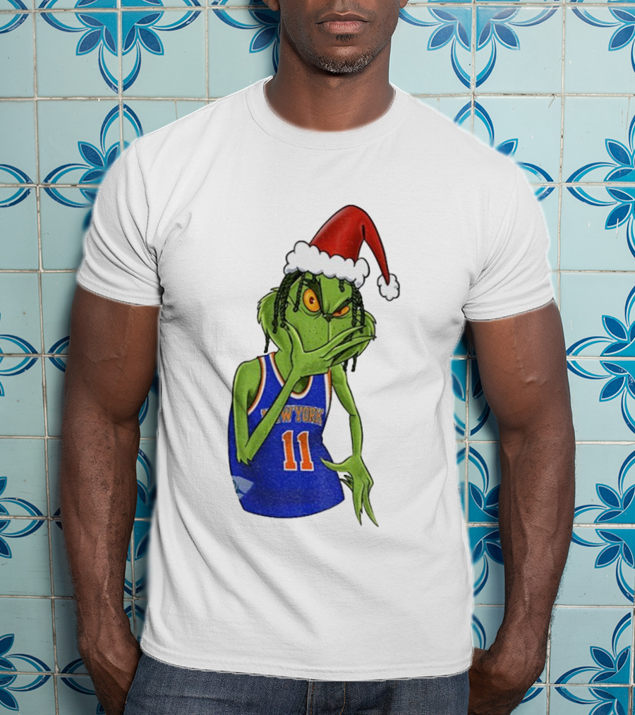 Grinch Santa Jalen Brunson New York Knicks NBA Basketball Christmas T-Shirt