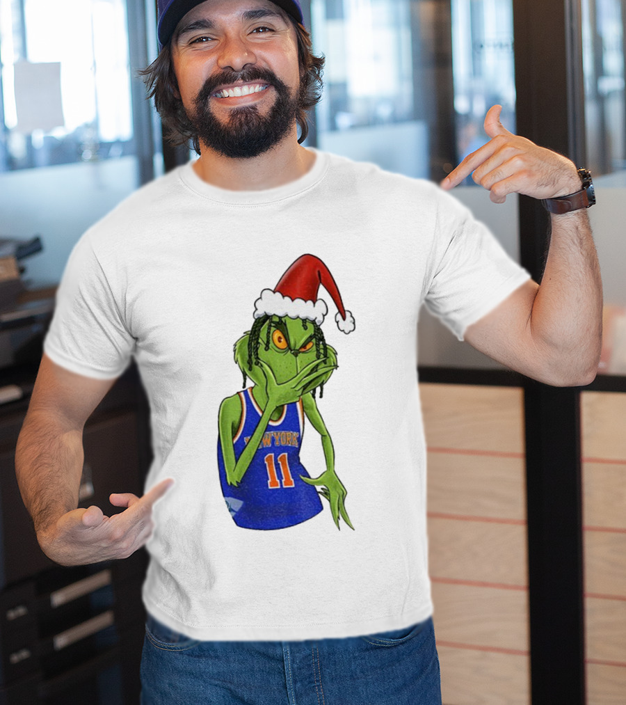 Grinch Santa Jalen Brunson New York Knicks NBA Basketball Christmas T-Shirt