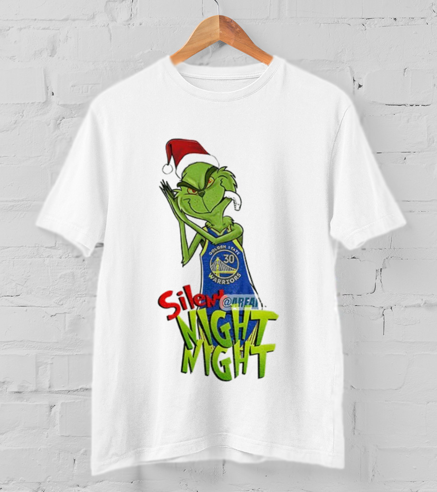 Silent Night Grinch Santa Stephen Curry Golden State Warriors NBA Christmas T-Shirt