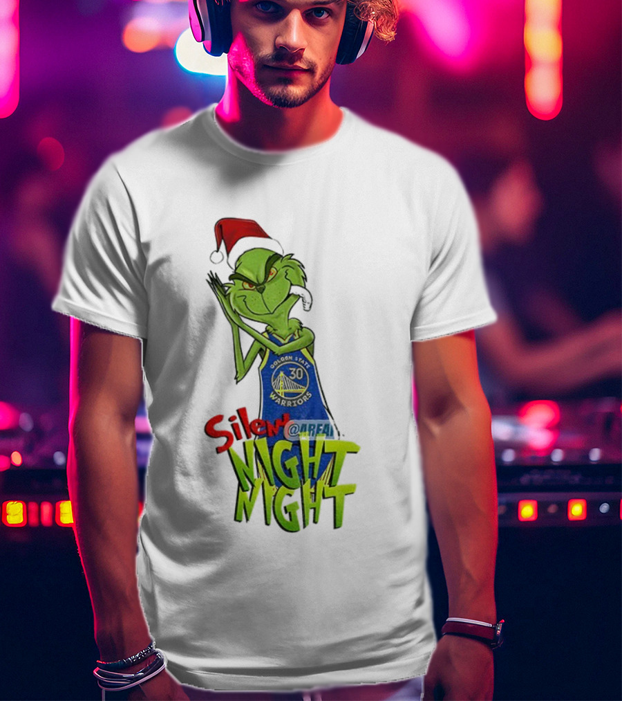 Silent Night Grinch Santa Stephen Curry Golden State Warriors NBA Christmas T-Shirt