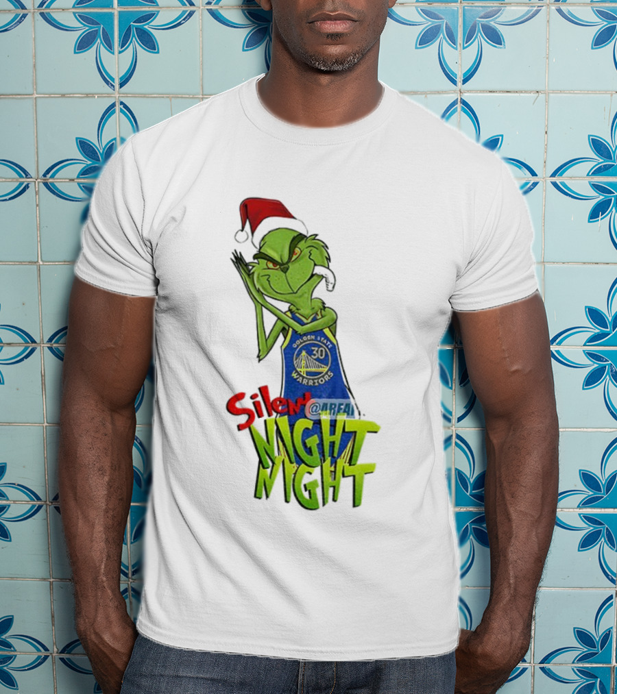 Silent Night Grinch Santa Stephen Curry Golden State Warriors NBA Christmas T-Shirt