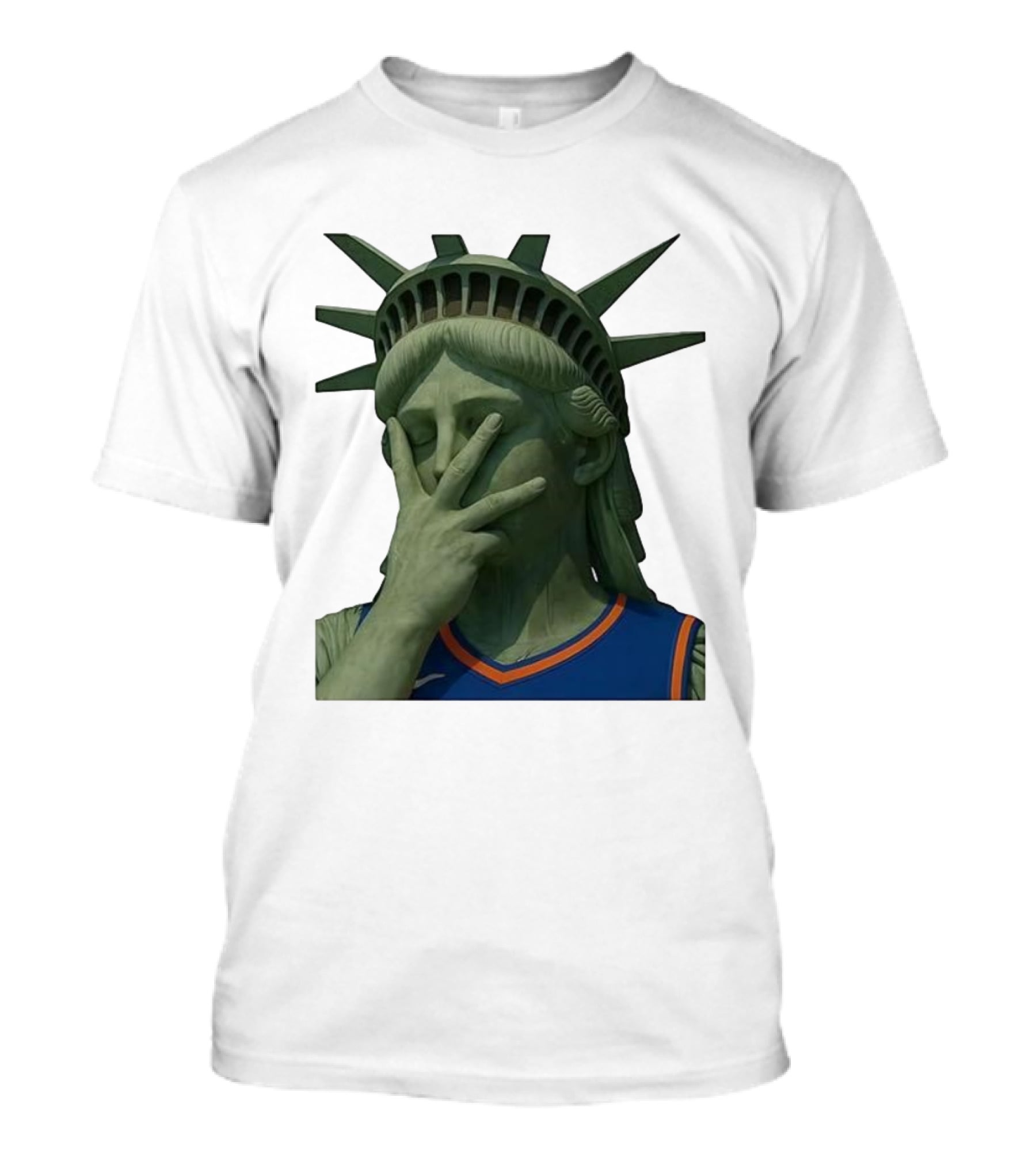 Statue Of Liberty Facepalm Wearing New York Knicks Jalen Brunson Jersey T-Shirt