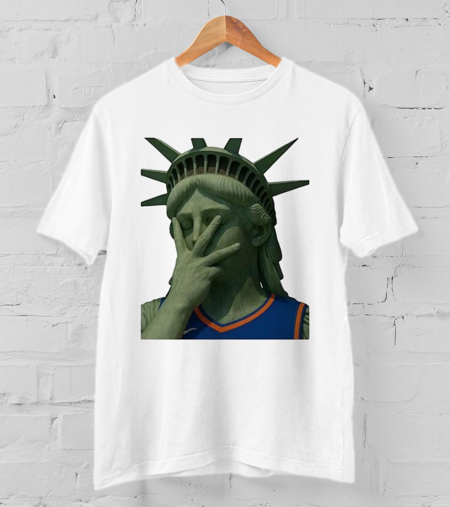 Statue Of Liberty Facepalm Wearing New York Knicks Jalen Brunson Jersey T-Shirt