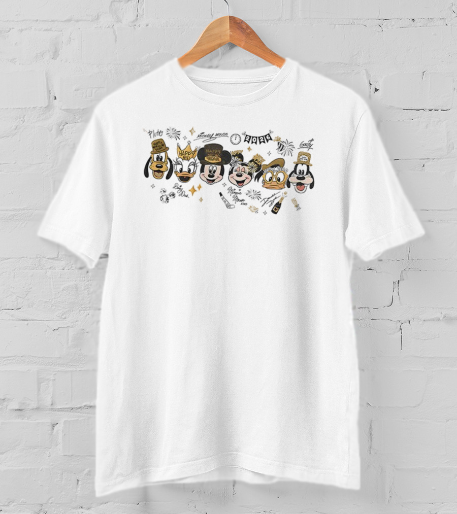 Mickey And Friends Happy New Year Fireworks Celebration 2026 Happiest Kingdom Adventure T-Shirt