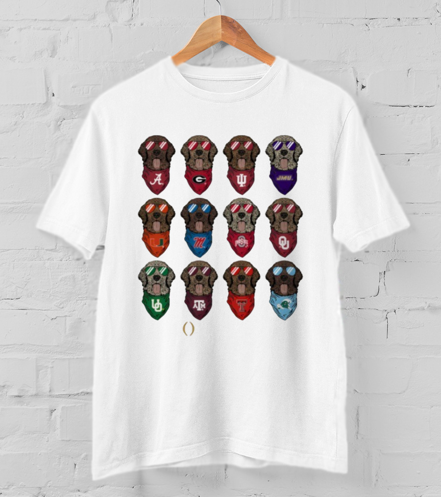 College Football Playoff 2025-26 Alabama Georgia Indiana JMU Miami Ole Miss Ohio State Oklahoma USF Texas A&M Texas Tulane Dog Team T-Shirt