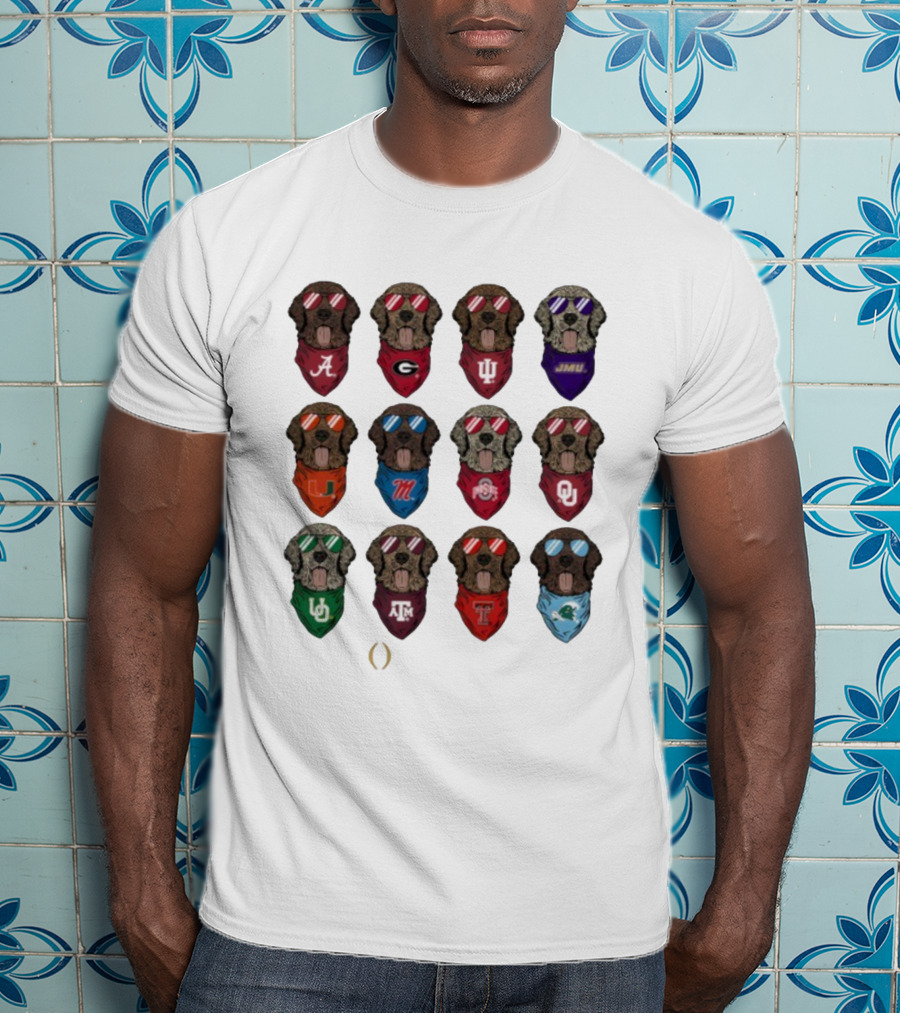 College Football Playoff 2025-26 Alabama Georgia Indiana JMU Miami Ole Miss Ohio State Oklahoma USF Texas A&M Texas Tulane Dog Team T-Shirt