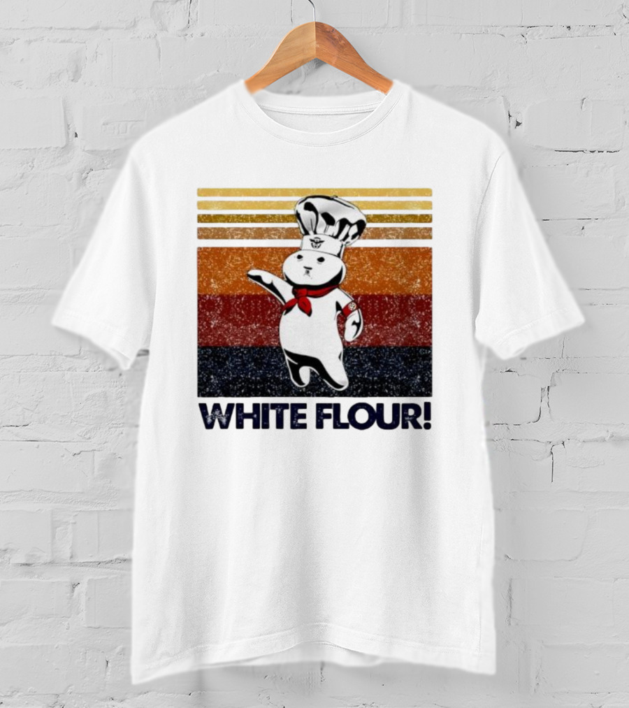 Pillsbury Doughboy Retro White Flour Chef Illustration With Colorful Stripes T-Shirt