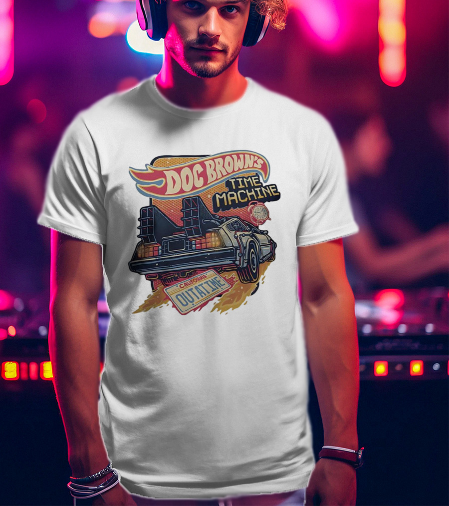 Doc Brown's Time Machine Outatime Back To The Future Retro Vintage Car T-Shirt