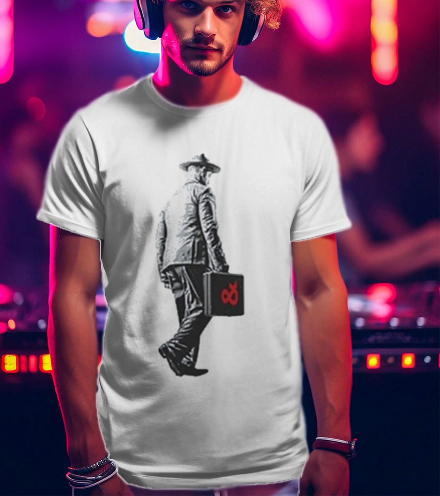 Boy And Bear Walking Man Iconic Walking Figure With Red Briefcase T-Shirt