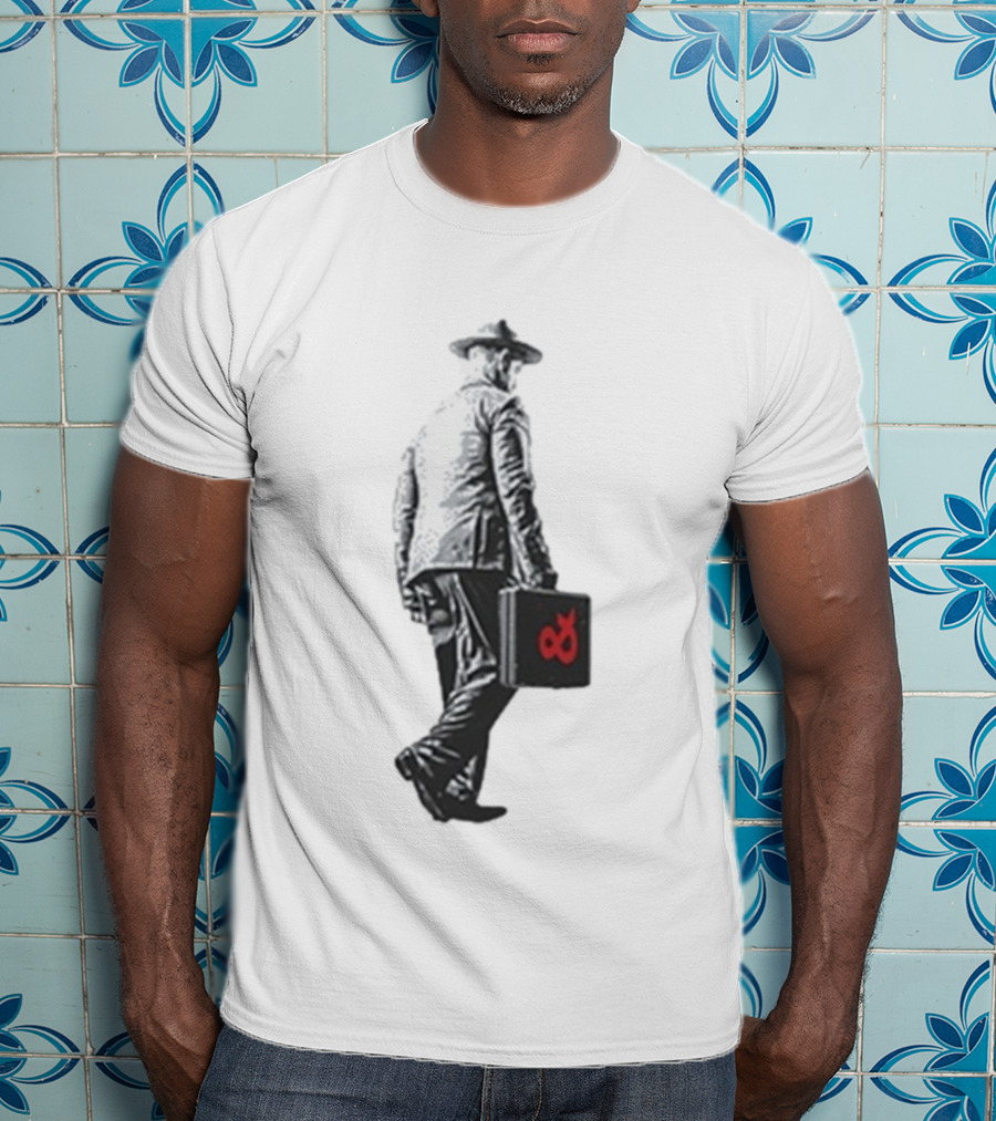 Boy And Bear Walking Man Iconic Walking Figure With Red Briefcase T-Shirt