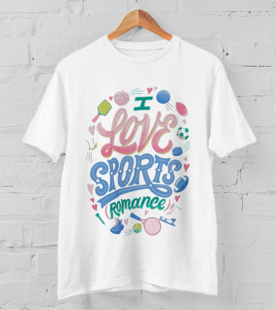 I Love Sports Romance Tennis Soccer Basketball Football Enthusiast T-Shirt