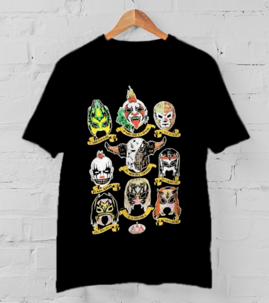 AAA Luchadores Masks El Hijo Del Tirantes La Hiedra Pentagón Jr Psycho Clown T-Shirt
