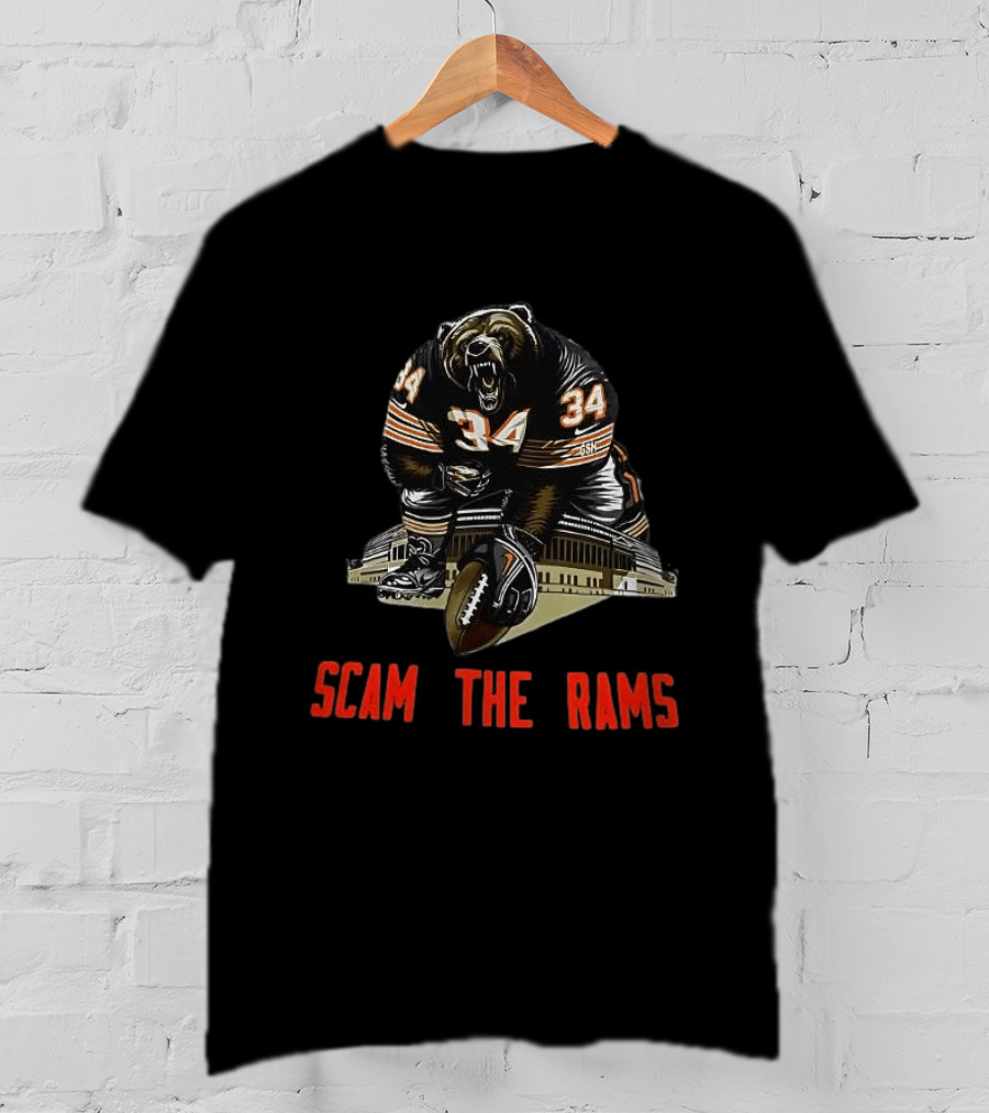 Chicago Bears 34 Scam The Rams Gridiron Showdown T-Shirt