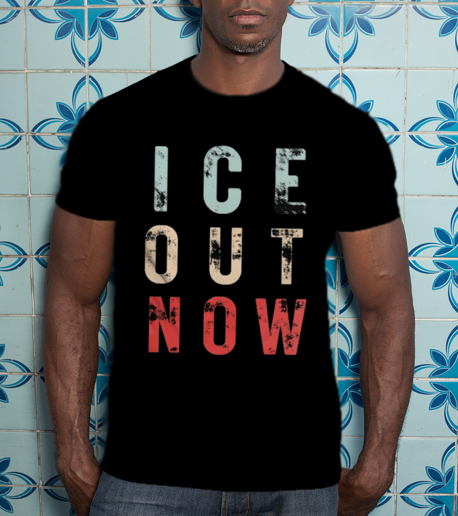ICE Out Now Distressed T-Shirt