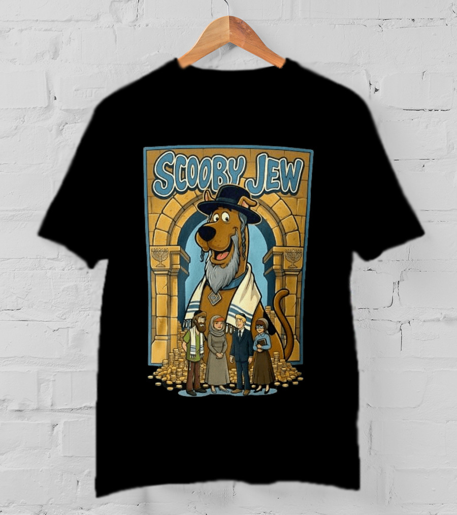 Scooby Jew Meme Cartoon Style With Rabbi Symbols And Characters T-Shirt