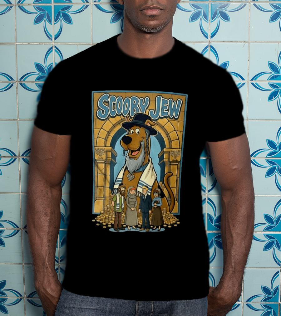 Scooby Jew Meme Cartoon Style With Rabbi Symbols And Characters T-Shirt