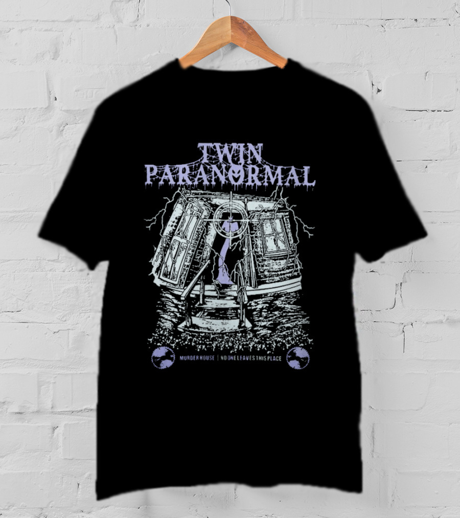 Twin Paranormal Haunted Murder House No One Leaves This Place Nightmare Month T-Shirt