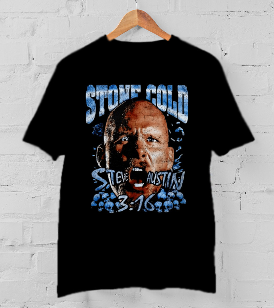 Stone Cold Steve Austin 3 16 Ice Blue Cracked Effect T-Shirt