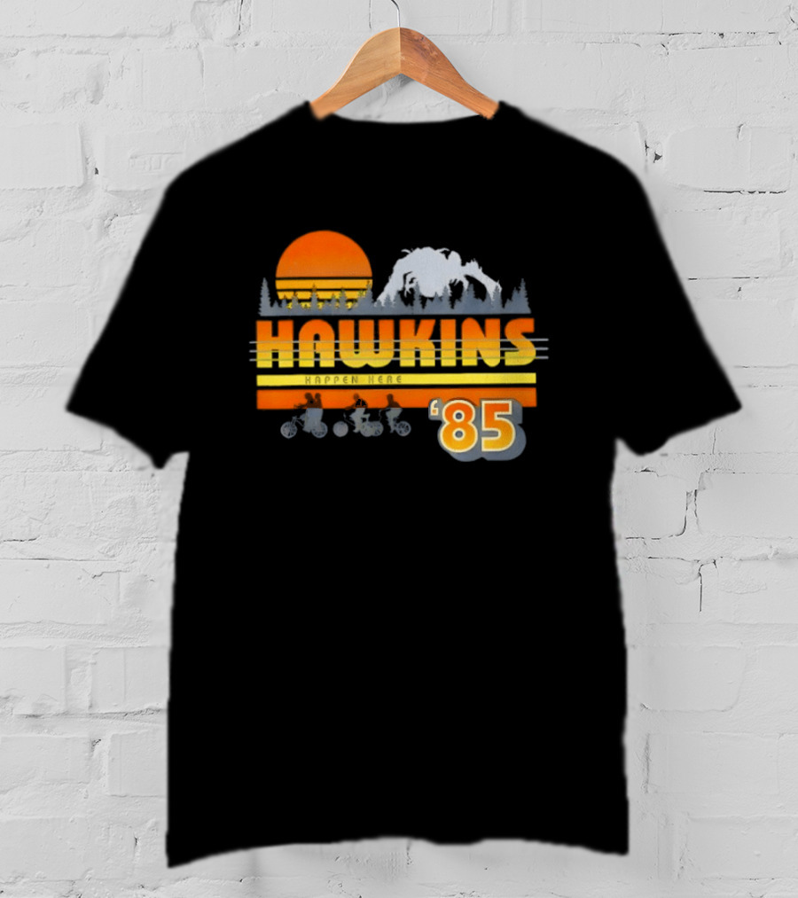 Hawkins Bikers Sunset Adventure Stranger Things 85 Demogorgon Forest T-Shirt