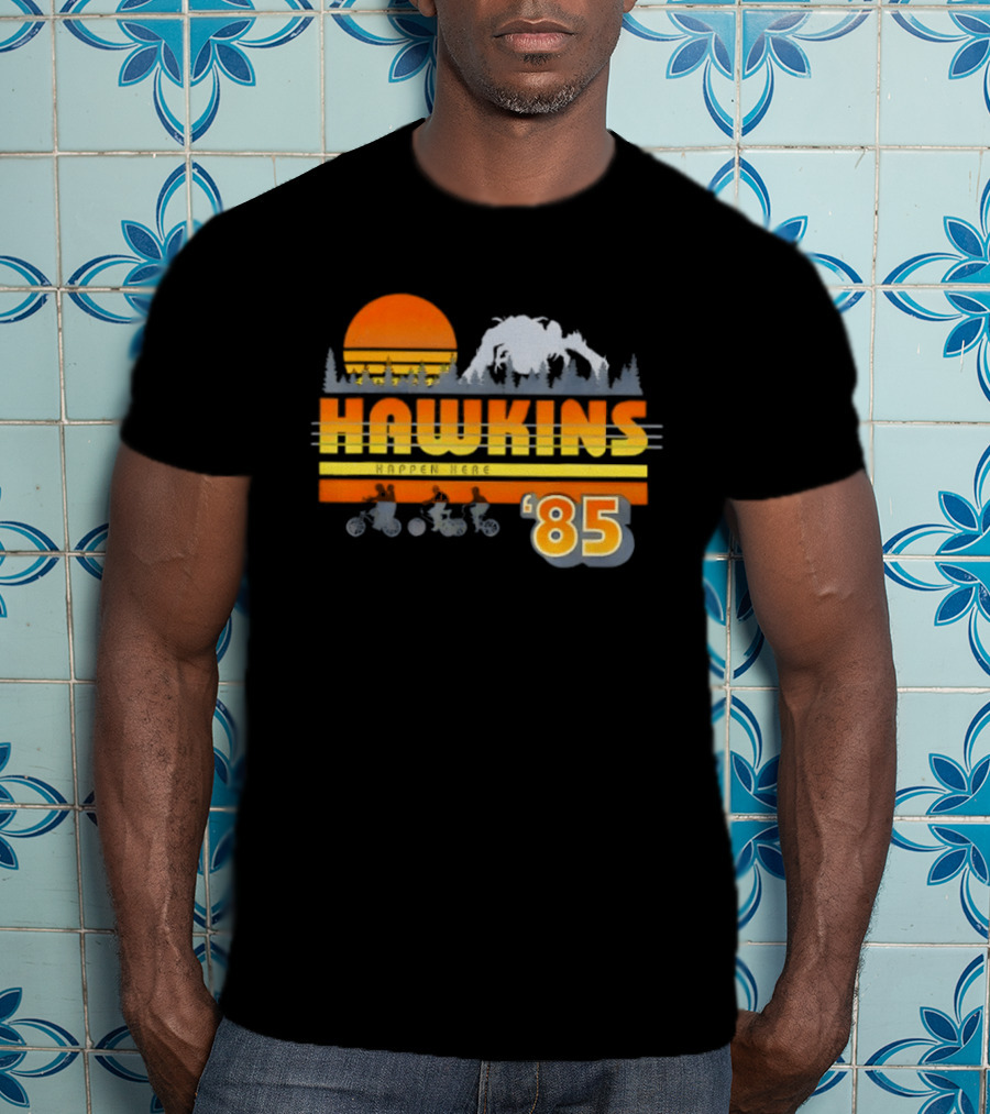 Hawkins Bikers Sunset Adventure Stranger Things 85 Demogorgon Forest T-Shirt
