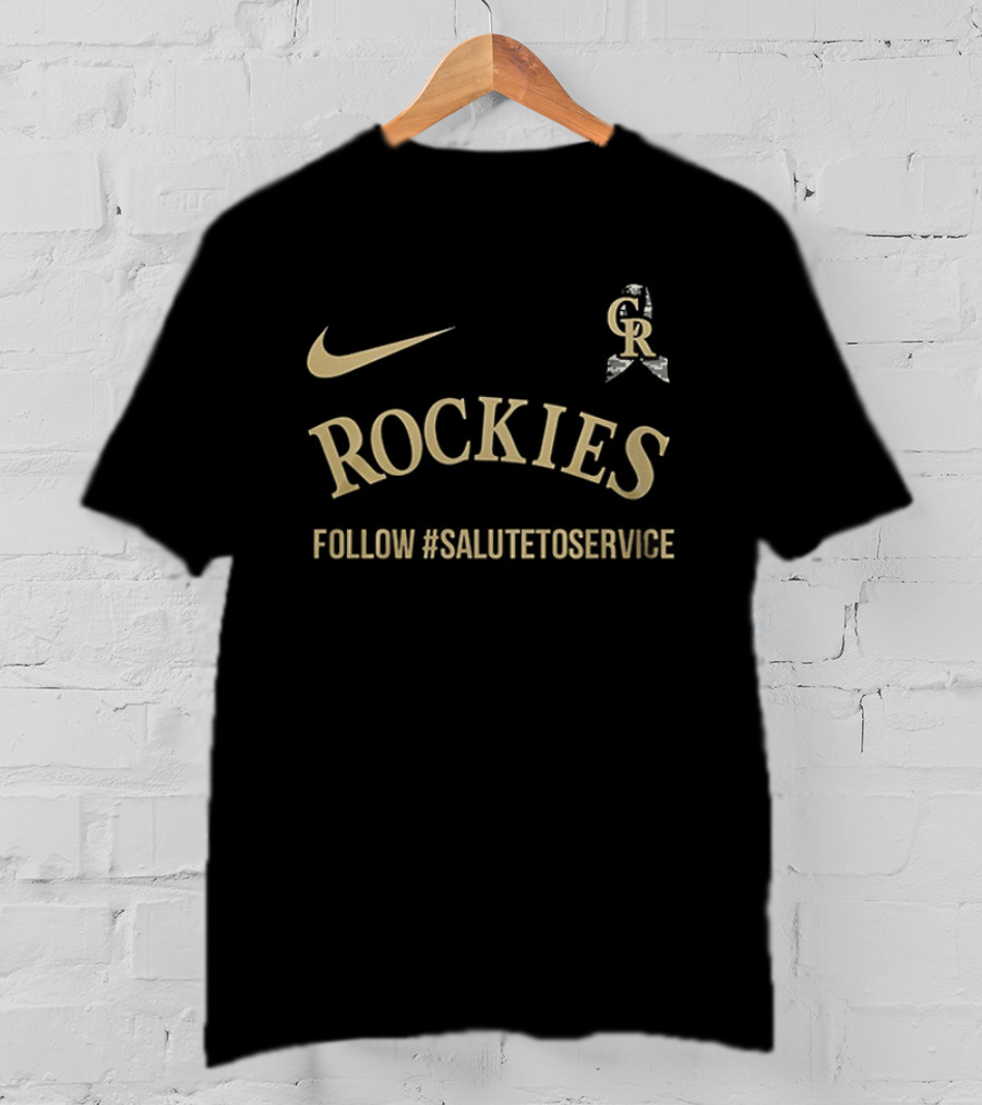 Nike Colorado Rockies Follow #SaluteToService Honor Empower Connect Military T-Shirt