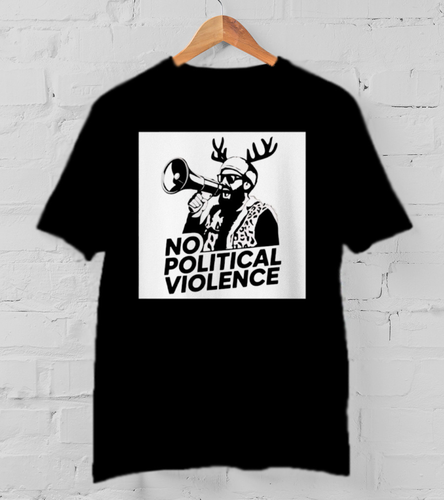 No Political Violence Antler Activist With Megaphone T-Shirt