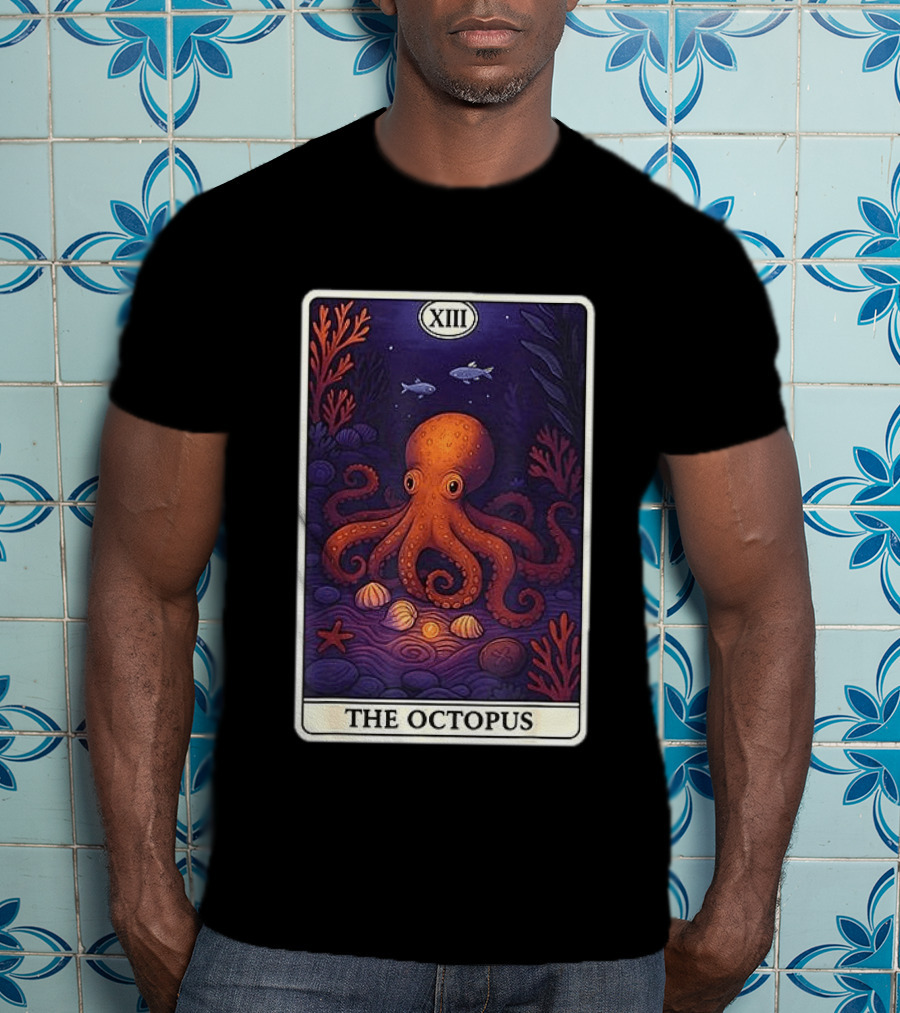 Octopus Tarot Card XIII Ocean Creatures Underwater Scene T-Shirt