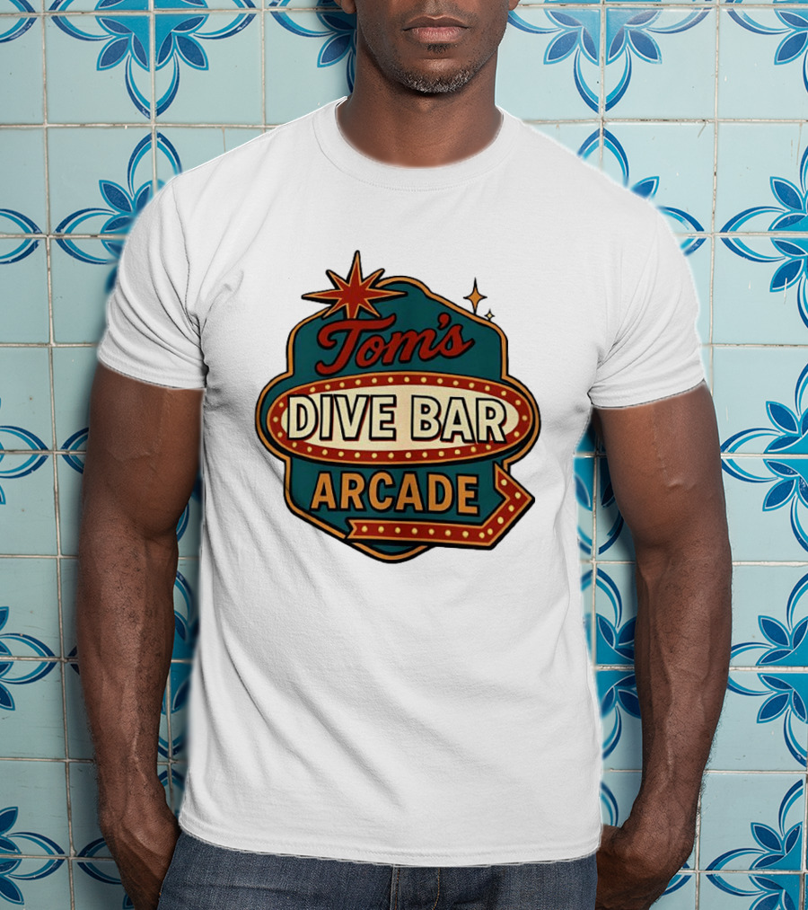 Tom's Dive Bar Arcade Retro Sign Neon T-Shirt