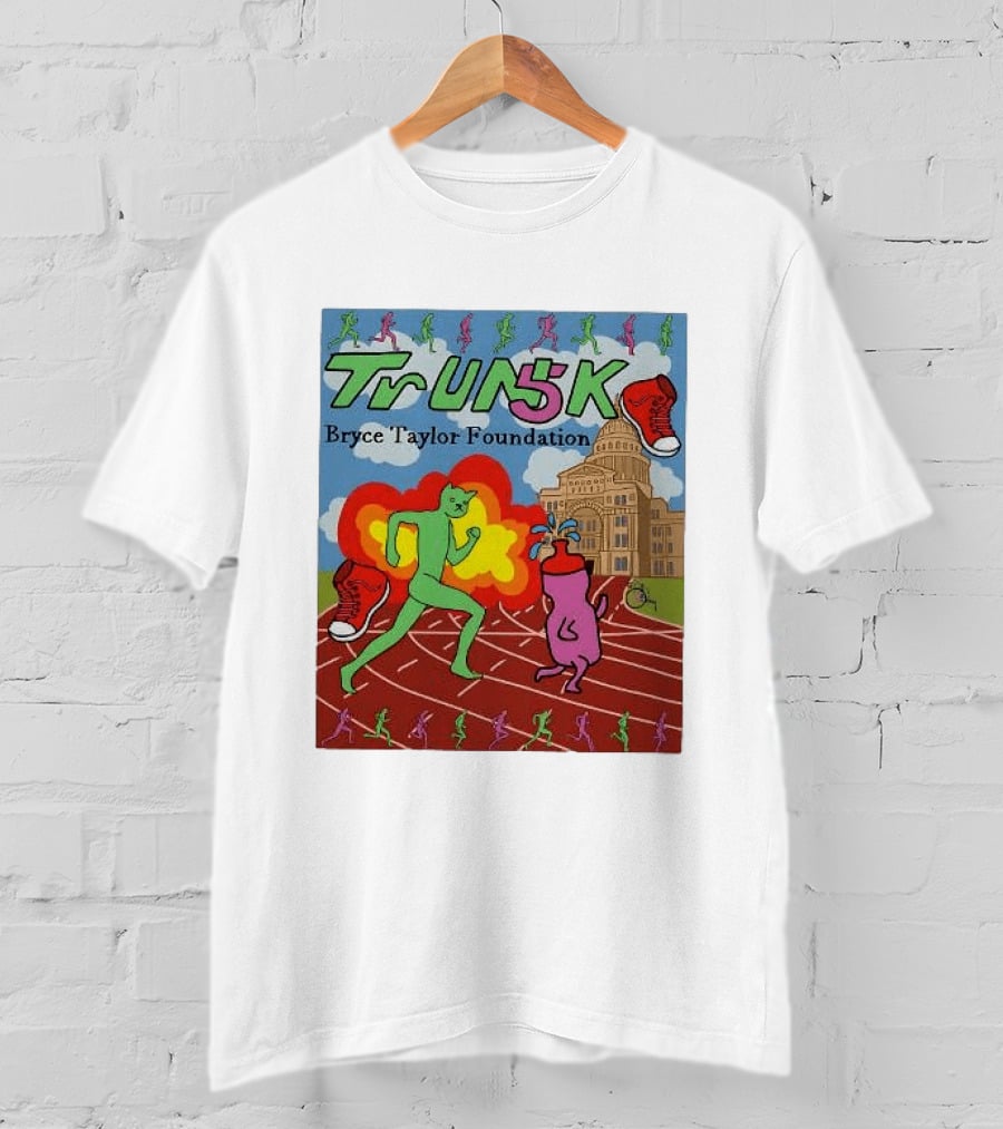TrUNK 5k Bryce Taylor Foundation Colorful Cartoon Characters Racing T-Shirt