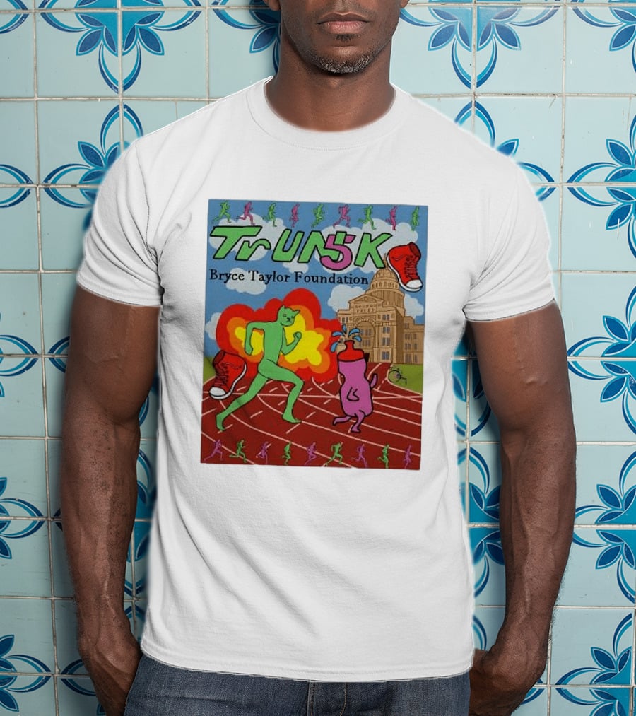 TrUNK 5k Bryce Taylor Foundation Colorful Cartoon Characters Racing T-Shirt