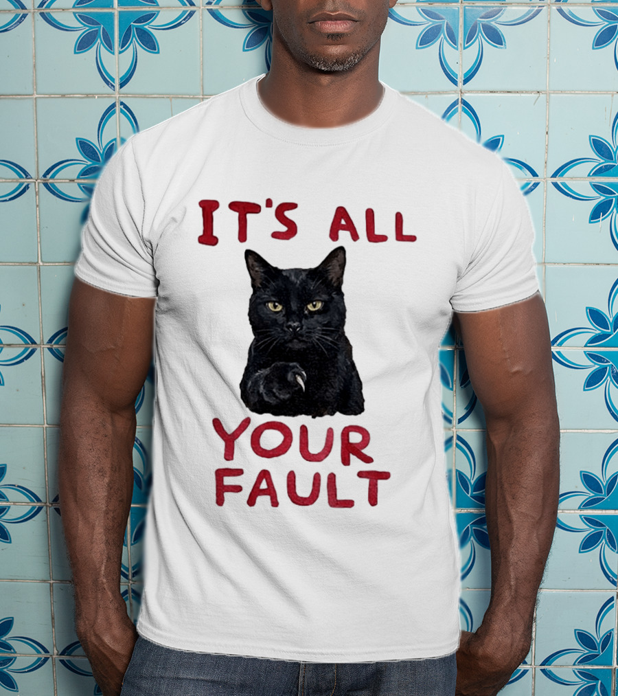 It's All Your Fault Black Cat Accusation T-Shirt