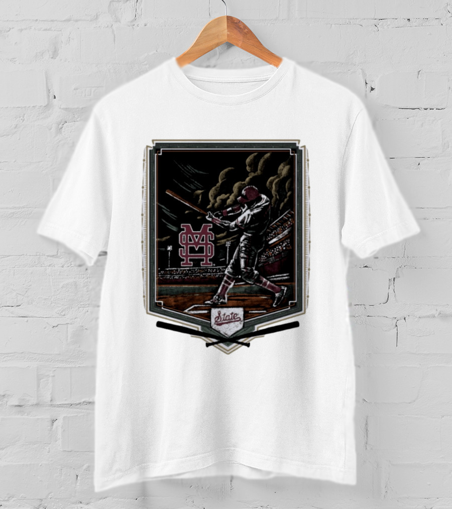 Mississippi State The Thunder Baseball Player Stadium Scene T-Shirt