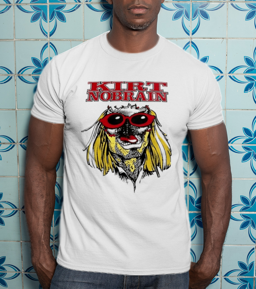 Kurt Nobrain Sunglasses Blonde Hair Red T-Shirt