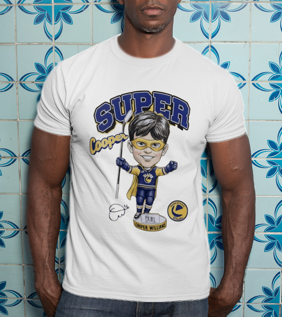 Super Cooper Williams Saskatoon Blades Bobblehead T-Shirt