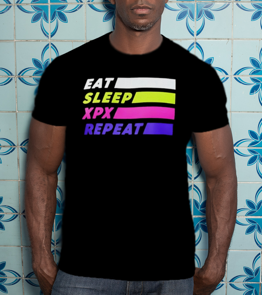 Eat Sleep XPX Repeat Lines Neon Text Blocks T-Shirt